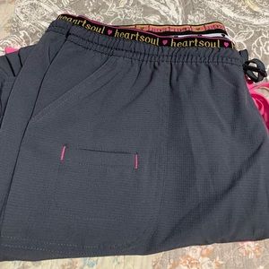 Heartsoul PETITE Low Rise Drawstring Scrub Pant Gray